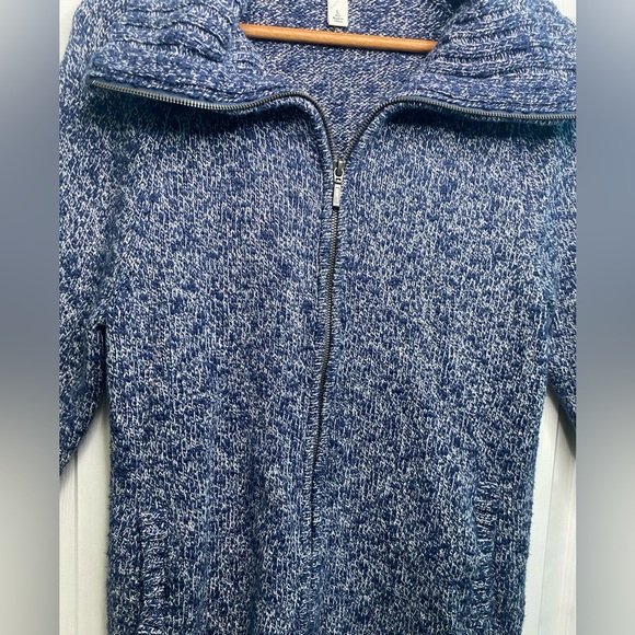 Vintage L.L. Bean Navy Blue Marled Cardigan Zip Up Sweater With 100% Cotton - Picture 4 of 17